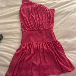 Pink one shoulder dress, size small, brand- Ramy Brook